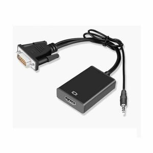 VGA+Jack->HDMI átalakító adapter, 3, 5mm Jack kábellel, 0.25 méter, fekete kép