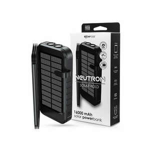 Univerzális hordozható, asztali akkumulátor töltő - Boompods Neutron Solar-Fold Power Bank - 2xUSB + Type-C + PD + QC3.0 - 16.000 mAh - fekete kép