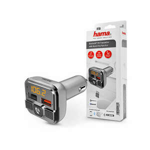 HAMA Bluetooth FM-transmitter/szivargyújtó töltő - 2xUSB + AUX + MP3 + kártyaolvasó + QC 3.0 - ezüst kép