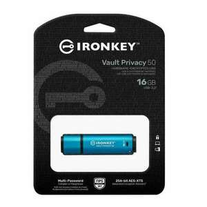 Kingston IKVP50/16GB IronKey Vault Privacy 50 16 GB, USB 3.2 Gen 1 Kék-Fekete pendrive kép