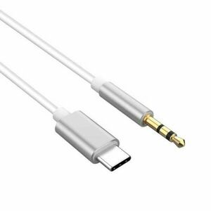 GL035 audio kábel, USB-C->3, 5mm jack, 1 méter, ezüst-fehér kép