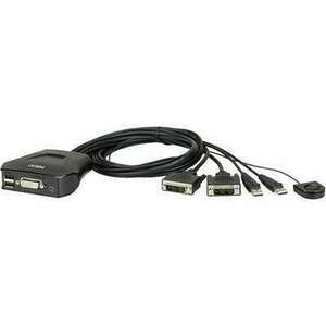 2 portos USB-s KVM switch, (billentyűzet, video, egér) elosztó, DVI kimenettel Aten CS22D kép