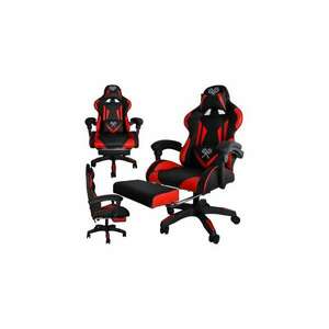 Iso Trade gamer szék, max. 180kg, fém, EPE hab, műbőr, szilikon, fekete / piros kép