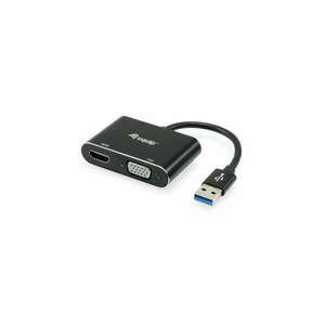 Equip Átalakító Kábel - 133386 (USB3.0 - VGA+HDMI, apa/anya, 1920x1080/60Hz, fekete) kép