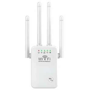 Vezeték nélküli jelerősítő, 2, 4 Hz, 4 antenna MIMO technológiával, 300 Mbps átvitel, WEP, WPA és WPA2 csatlakozás, LAN foglalat, fehér kép