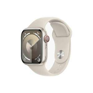 Apple Watch Series 9 GPS + Cellular (41mm) Okosóra - Csillagfény Aluminium tok Csillagfény Sportszíjjal (S/M) (MRHN3QH/A) kép