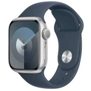 Apple Watch Series 9 GPS (41mm) Okosóra - Ezüst Aluminiumtok Sötétkék Sportszíjjal (MR913QH/A) kép