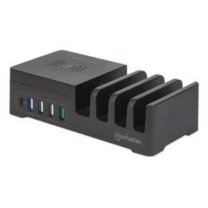 Manhattan 102230 4x USB Type-A / 1x USB Type-C Hálózati töltő - Fekete (55W) kép