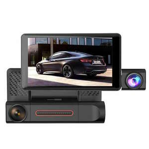 Full HD 1920x1080P Tripla autós műszerfali kamera, 3 lencsével, 170° felvételi szög, 4" LCD kijelző, tolatókamera, éjjellátó, dupla felvétel, hurokrögzítés, G-érzékelő, mozgásérzékelés kép