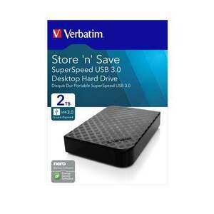 3, 5" HDD (merevlemez), 2TB, USB 3.0, VERBATIM "Store n Save" kép