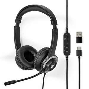 Nedis gamer fejhallgató, komplett headset, CHSTU310BK PC headset Fülre Illeszkedő | Stereo | USB Type-A / USB Type-C™ | Felhajtható Mikrofon | Fekete kép