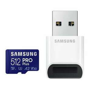 Samsung PRO+ 512GB microSDXC (2021) U3 A2 V30 + kártyaolvasó kép