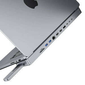 USB-C docking station / Hub for MacBook Pro 13" / 14" INVZI MagHub 12in2 with SSD tray (gray) kép