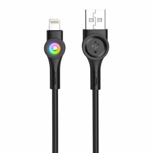 Foneng X59 USB to Lightning cable, LED, 3A, 1m (black) kép