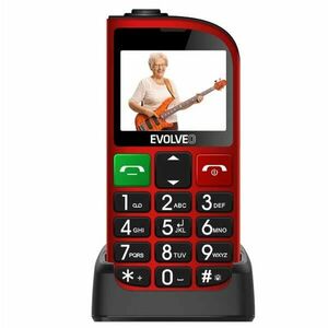 Evolveo EasyPhone FL, mobiltelefon időseknek töltőállvánnyal, piros kép