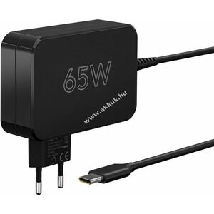 65W USB-C, Power Delivery töltő, Fekete, 1.8m - A készlet erejéig! kép