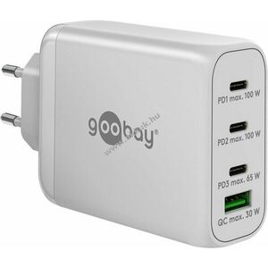 100W USB-C PowerDelivery többportos gyorstöltő, fehér - A készlet erejéig! kép