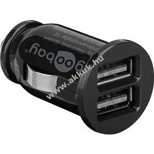 Goobay autós USB mini adapter töltő 12V 2db USB fekete (3, 1A) - Kiárusítás! kép