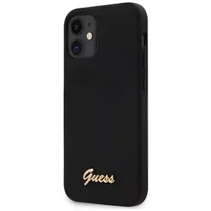 Tok Guess GUHCP12SLSLMGBK iPhone 12 mini 5, 4" black hardcase Silicone Script Gold Logo (GUHCP12SLSLMGBK) kép