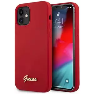 Tok Guess iPhone 12 mini 5, 4" red hardcase Metal Logo Script (GUHCP12SLSLMGRE) kép