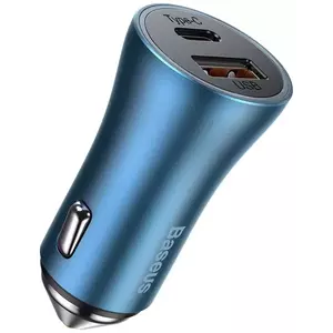 Autó töltő Baseus Golden Contactor Pro car charger, USB + USB-C, QC4.0+, PD, SCP, 40W (blue) (6953156201941) kép