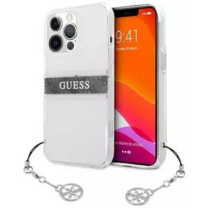 Tok Guess GUHCP13LKB4GGR iPhone 13 Pro 6, 1" Transparent hardcase 4G Grey Strap Charm (GUHCP13LKB4GGR) kép