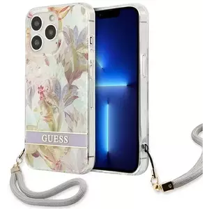 Tok Guess GUHCP13XHFLSU iPhone 13 Pro Max 6, 7" purple hardcase Flower Strap (GUHCP13XHFLSU) kép