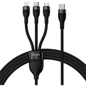 Kábel 3in1 USB cable Baseus Flash Series 2, USB-C + micro USB + Lightning, 100W, 1.5m (black) kép