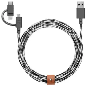 Kábel Native Union Belt Universal Cable (USB-C – Lighting/USB-C) 1.8m, zebra (BELT-CCL-ZEB-NP) kép