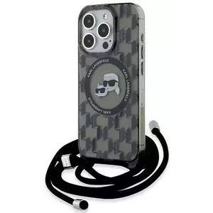 Tok Karl Lagerfeld KLHMP15LHCKCKLCK iPhone 15 Pro 6.1" black hardcase IML Crossbody Monogram Karl & Choupette Head MagSafe (KLHMP15LHCKCKLCK) kép