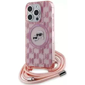 Tok Karl Lagerfeld KLHMP15LHCKCKLCP iPhone 15 Pro 6.1" pink hardcase IML Crossbody Monogram Karl & Choupette Head MagSafe (KLHMP15LHCKCKLCP) kép