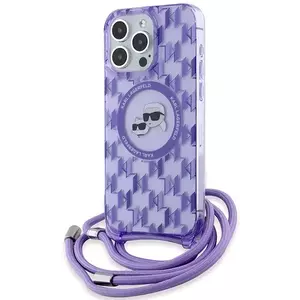 Tok Karl Lagerfeld KLHMP15LHCKCKLCU iPhone 15 Pro 6.1" purple hardcase IML Crossbody Monogram Karl & Choupette Head MagSafe (KLHMP15LHCKCKLCU) kép