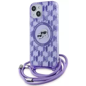 Tok Karl Lagerfeld KLHMP15SHCKCKLCU iPhone 15 6.1" purple hardcase IML Crossbody Monogram Karl & Choupette Head MagSafe (KLHMP15SHCKCKLCU) kép