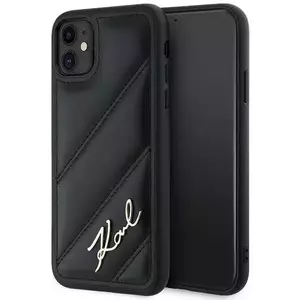 Tok Karl Lagerfeld KLHCN61PQDSMGK iPhone 11 / Xr 6.1" black hardcase Diagonal Quilted Script (KLHCN61PQDSMGK) kép