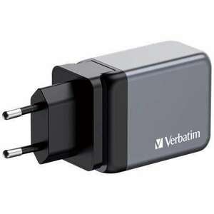 VERBATIM Hálózati töltő, 2xUSB-C PD (65W), USB-A QC 3.0, EU/UK/US, GaN, VERBATIM kép