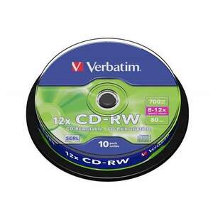 Verbatim cd-rw lemez, újraírható, serl, 700mb, 8-10x, 10 db, hengeren 43480 kép