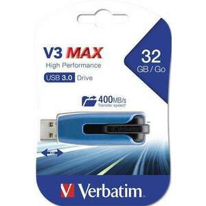 VERBATIM Pendrive, 32GB, USB 3.2, 175/80 MB/s, VERBATIM "V3 MAX", kék-fekete kép