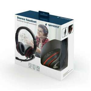 Gembird MHS-03-BKRD Around-Ear Headset Fekete kép