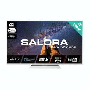 Smart LED 4K Ultra HD TV Salora, 43MILKYWAY, 108 cm, Android, Amazon Prime, Netflix, Youtube, Wifi, Dolby Digital, High Dynamic Range 10, Chromecast, Bluetooth 5.0, fehér kép