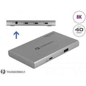 Delock Thunderbolt 4 Hub 3 porttal és egy további SuperSpeed USB 10 Gbps A-típusú porttal - 8K (64157) kép