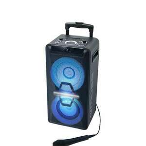 Hangszóró Bluetooth Party MUSE M-1920 DJ CD-vel és akkumulátorral, 300 W, 2 x MIC Jack, 1 x Quitar Jack, MP3 kompatibilis, 1 x mikrofon, Fekete kép