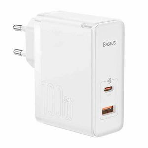 Baseus GaN5 Pro USB-C + USB fali töltő, 100W + 1m kábel (fehér) kép