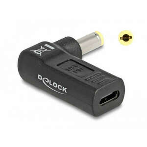 Delock Laptop töltőkábel adapter USB Type-C anya - 5, 5 x 2, 5 mm apa 90 fokban hajlított (60011) kép