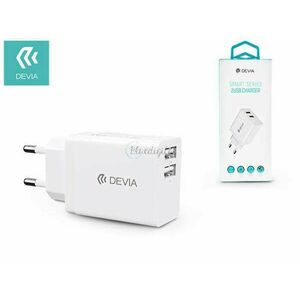 Devia 2xUSB hálózati töltő adapter - 5V/2, 4A - Devia Smart Series 2 USB Charger - fehér kép