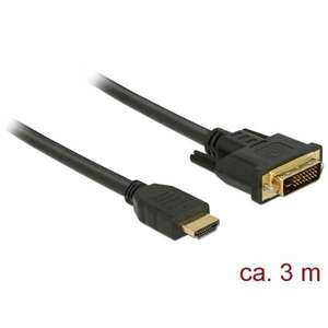 Delock kábel hdmi male to dvi 24+1 male kétirányú 3m 85655 kép