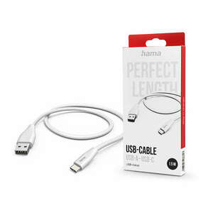 HAMA USB-A - Type-C adat- és töltőkábel 1, 5 m-es vezetékkel - HAMA USB-A - USB-C Cable - fehér kép