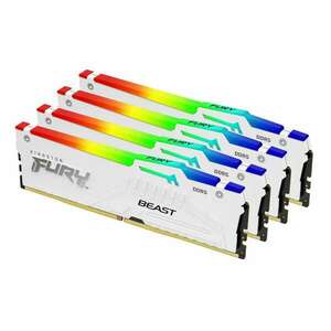 Kingston 64GB / 6000 Fury Beast RGB White (Intel XMP) DDR5 RAM KIT (4x16GB) kép