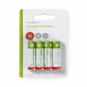 Ni-MH AA akkumulátor | 1.20 V | NiMH | AA | Újratölthető | 2000 mAh | Előre töltött | Akkuk száma: 4 db | Buborékfólia | HR6 | Adó Vevő / Baba Őrző / DECT Telefon / Digitális Kamera / Építőipari Lézer / Füst Riasztó / Headset... kép