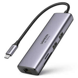 UGREEN CM512 7in1 HUB USB-C/2xUSB 3.2 Gen 1/HDMI 4K 60Hz/SD, TF card reader/USB-C PD 100W/RJ45 1000Mbps (1Gbps) gray kép