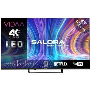 Salora 4K Ultra HD Smart LED TV, 43UV210, 108 cm, VIDAA operációs rendszer, Amazon Prime, Apple TV, Disney+, Netflix, Wifi, Dolby Digital, Direct LED, szegély nélküli, 2023-as modell, fekete kép